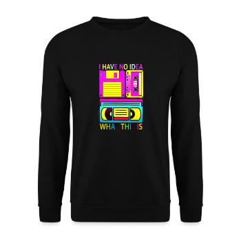Music, Retro, Heavy Metal, Hard Rock, Punk, Vinyl, Pop - Unisex Sweatshirt - black - Front - Alina (178cm) & Michal (187cm)