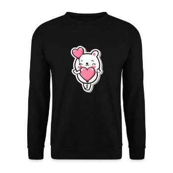 sticker, kawaii love, professional tshirt design - Unisex Sweatshirt - black - Front - Alina (178cm) & Michal (187cm)