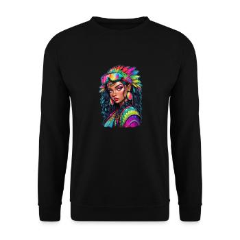 Afro Frau - Schönheit - Unisex Pullover - Schwarz - Vorne - Alina (178cm) & Michal (187cm)