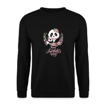 Happy Mother's Day Floral Wreath Mum Panda - Unisex Pullover - Schwarz - Vorne - Alina (178cm) & Michal (187cm)