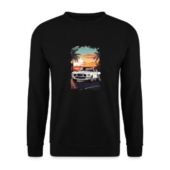 voiture vintage couché de soleil - Sweat-shirt Unisexe - noir - Devant - Alina (178cm) & Michal (187cm)