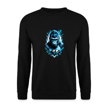Gorilla mit Goldkette - Unisex Pullover - Schwarz - Vorne - Alina (178cm) & Michal (187cm)
