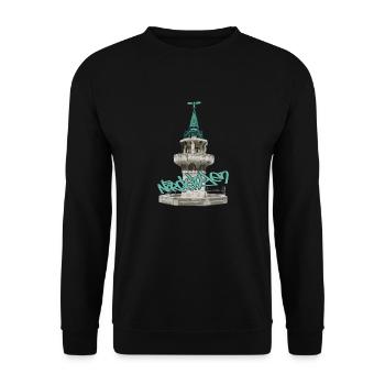 Kriegerbrunnen // Nördlingen // Illustration - Unisex Pullover - Schwarz - Vorne - Alina (178cm) & Michal (187cm)