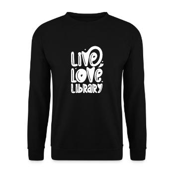 Live Love Library - Unisex Pullover - Schwarz - Vorne - Alina (178cm) & Michal (187cm)