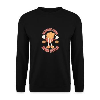 Potato Lover Funny French Fries Spud Potatoes Chip - Unisex Sweatshirt - black - Front - Alina (178cm) & Michal (187cm)