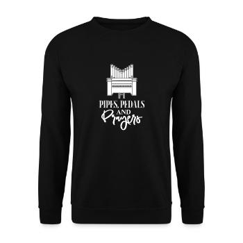 Pipes Pedals And Prayers Church Music Organ Player - Unisex Sweatshirt - black - Front - Alina (178cm) & Michal (187cm)