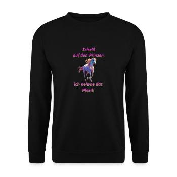 Frecher Spruch für Mädchen - Unisex Pullover - Schwarz - Vorne - Alina (178cm) & Michal (187cm)