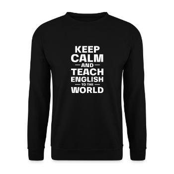 Keep Calm And Teach English To The World ELL - Unisex Sweatshirt - black - Front - Alina (178cm) & Michal (187cm)