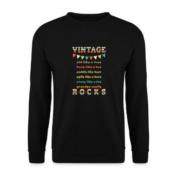 Opa Geburtstag Reim retro - Vintage Rocks - Unisex Pullover - Schwarz - Vorne - Alina (178cm) & Michal (187cm)