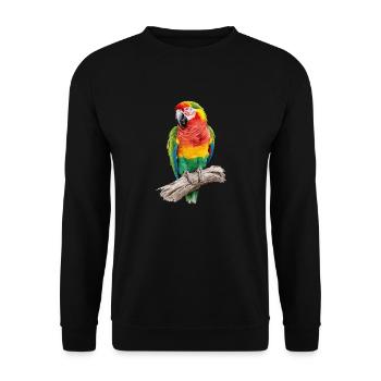 Ara Papagei für einen Vogelliebhaber - Unisex Pullover - Schwarz - Vorne - Alina (178cm) & Michal (187cm)