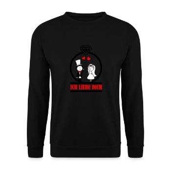 ich liebe dich 002 - Unisex Pullover - Schwarz - Vorne - Alina (178cm) & Michal (187cm)