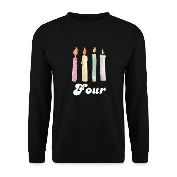 Kerze zum 4. Jahrestag - Unisex Pullover - Schwarz - Vorne - Alina (178cm) & Michal (187cm)