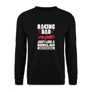 racing dad like normal except much cooler Design - Unisex Pullover - Schwarz - Vorne - Alina (178cm) & Michal (187cm)