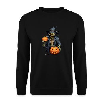 Halloween - Zombie Horror Horror with Pumpkin - Unisex Sweatshirt - black - Front - Alina (178cm) & Michal (187cm)