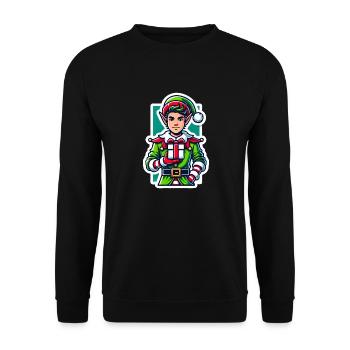 Weihnachtself - Unisex Pullover - Schwarz - Vorne - Alina (178cm) & Michal (187cm)