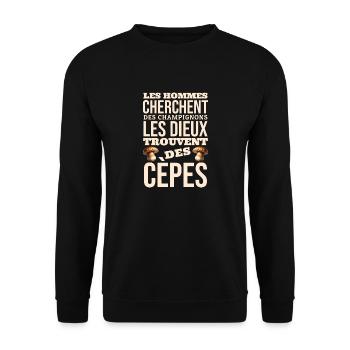 Les hommes cherchent des champignons - Sweat-shirt Unisexe - noir - Devant - Alina (178cm) & Michal (187cm)