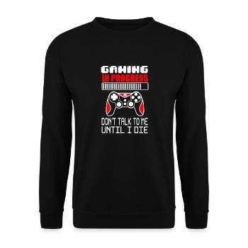 Jeu en cours – Ne me parlez pas avant de mourirG - Sweat-shirt Unisexe - noir - Devant - Alina (178cm) & Michal (187cm)