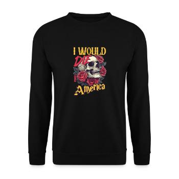 Je mourrais pour l’Amérique crâne et roses - Sweat-shirt Unisexe - noir - Devant - Alina (178cm) & Michal (187cm)