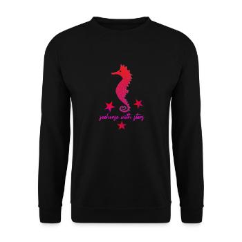 rotes Seepferdchen mit Sternchen pink - Unisex Pullover - Schwarz - Vorne - Alina (178cm) & Michal (187cm)