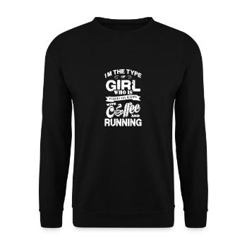 Happy With Coffee And Running - Unisex Sweatshirt - black - Front - Alina (178cm) & Michal (187cm)