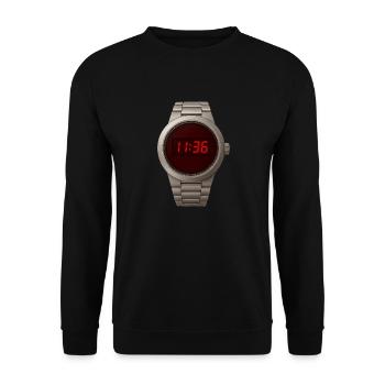 Horloge numérique cool dans un boîtier en acier inoxydable avec LED rouge - Sweat-shirt Unisexe - noir - Devant - Alina (178cm) & Michal (187cm)