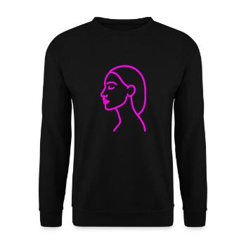 Line Art Woman Profile – Minimalist - Unisex Sweatshirt - black - Front - Alina (178cm) & Michal (187cm)