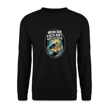 When the fish calls, I'm gone - Unisex Sweatshirt - black - Front - Alina (178cm) & Michal (187cm)