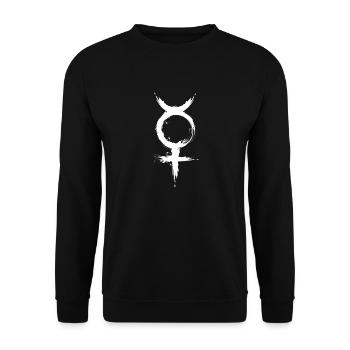 Planetische Symbole Astronomische Symbole Merkur - Unisex Pullover - Schwarz - Vorne - Alina (178cm) & Michal (187cm)