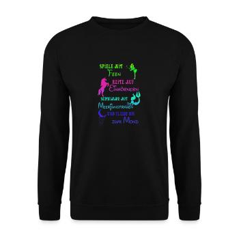 fee einhorn meerjungfrau mond - Unisex Pullover - Schwarz - Vorne - Alina (178cm) & Michal (187cm)