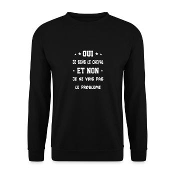 Oui je sens le cheval - Sweat-shirt Unisexe - noir - Devant - Alina (178cm) & Michal (187cm)