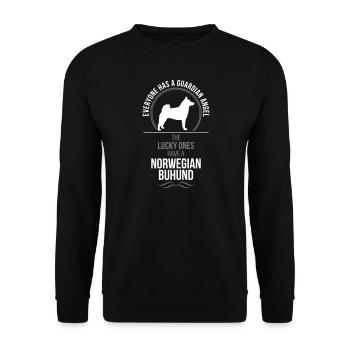 NORWEGIAN BUHUND Guardian Angel Wilsigns - Unisex Pullover - Schwarz - Vorne - Alina (178cm) & Michal (187cm)