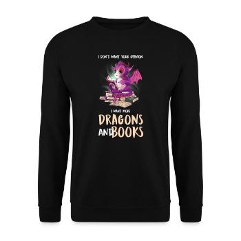 Drache Drache und Buch Drachenliebhaber Geschenk - Unisex Pullover - Schwarz - Vorne - Alina (178cm) & Michal (187cm)