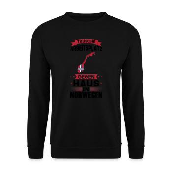 Norwegen Flagge Norwegisch Geschenk - Unisex Pullover - Schwarz - Vorne - Alina (178cm) & Michal (187cm)