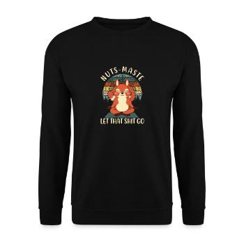 Nuts-Masters Yoga Squirrel Meditation Namaste - Sweat-shirt Unisexe - noir - Devant - Alina (178cm) & Michal (187cm)