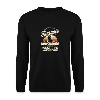 Brauche keine Therapie, muss nur wandern - Berge - Unisex Pullover - Schwarz - Vorne - Alina (178cm) & Michal (187cm)