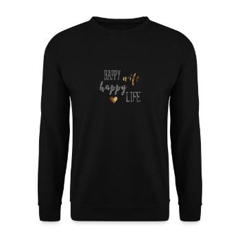 happy_wife - Unisex Pullover - Schwarz - Vorne - Alina (178cm) & Michal (187cm)