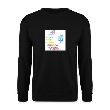 not gay not trans - Unisex Pullover - Schwarz - Vorne - Alina (178cm) & Michal (187cm)