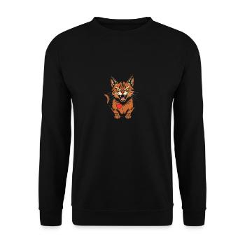 Anime Cat with heart Photo - Unisex Pullover - Schwarz - Vorne - Alina (178cm) & Michal (187cm)