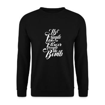 Nicht zerbrechlich wie eine Blume, sondern eine - Unisex Pullover - Schwarz - Vorne - Alina (178cm) & Michal (187cm)