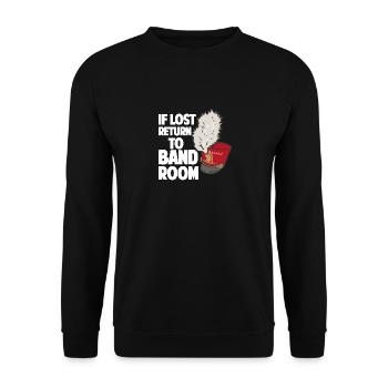 Bei Verlust zurück in den Bandraum Marching Band - Unisex Pullover - Schwarz - Vorne - Alina (178cm) & Michal (187cm)
