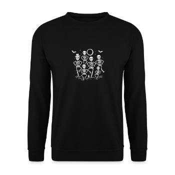 Tanzende Skelette zu Halloween - Unisex Pullover - Schwarz - Vorne - Alina (178cm) & Michal (187cm)