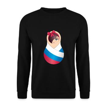 Matroschka Olga – Team Russia - Unisex Pullover - Schwarz - Vorne - Alina (178cm) & Michal (187cm)
