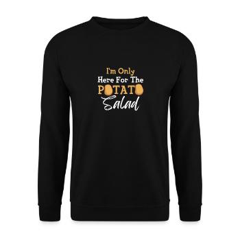 Ich bin nur wegen des Kartoffelsalats hier - Unisex Pullover - Schwarz - Vorne - Alina (178cm) & Michal (187cm)
