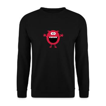 Lustiges Niedliches Monster (Free Hugs) - Unisex Pullover - Schwarz - Vorne - Alina (178cm) & Michal (187cm)