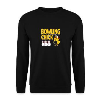 Bowling-Küken - Unisex Pullover - Schwarz - Vorne - Alina (178cm) & Michal (187cm)