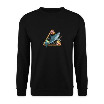 Hai beim Billardspielen - Unisex Pullover - Schwarz - Vorne - Alina (178cm) & Michal (187cm)