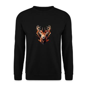 Polygonaler Hirsch - Unisex Pullover - Schwarz - Vorne - Alina (178cm) & Michal (187cm)