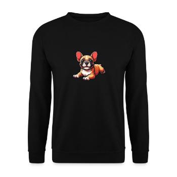 Französische Bulldogge - Unisex Pullover - Schwarz - Vorne - Alina (178cm) & Michal (187cm)