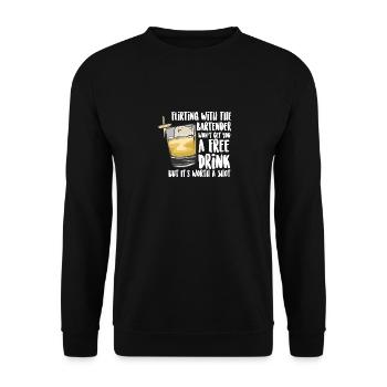 Flirten mit dem Barkeeper bringt kein Gratisgeträn - Unisex Pullover - Schwarz - Vorne - Alina (178cm) & Michal (187cm)