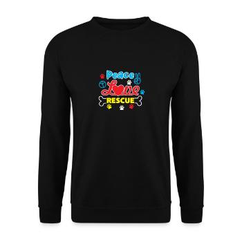 Frieden Liebe Rettung - Unisex Pullover - Schwarz - Vorne - Alina (178cm) & Michal (187cm)